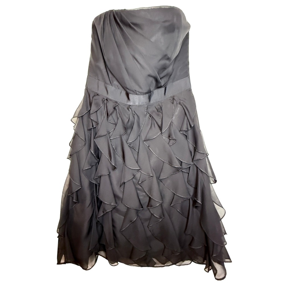 White House Black Market Black Strapless Ruffle Cocktail Dress Size‎ 8 Chiffon